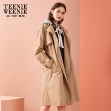 TeenieWeenie小熊2018秋冬新款女装韩版中长款连帽早秋chic风衣图片