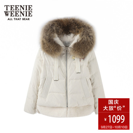 TeenieWeenie小熊冬季女装休闲毛领长袖刺绣羽绒服外套TTJD74T05B商品大图