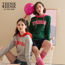 Teenie Weenie小熊2018冬新款女装连帽衫套头字母印花卫衣韩版图片
