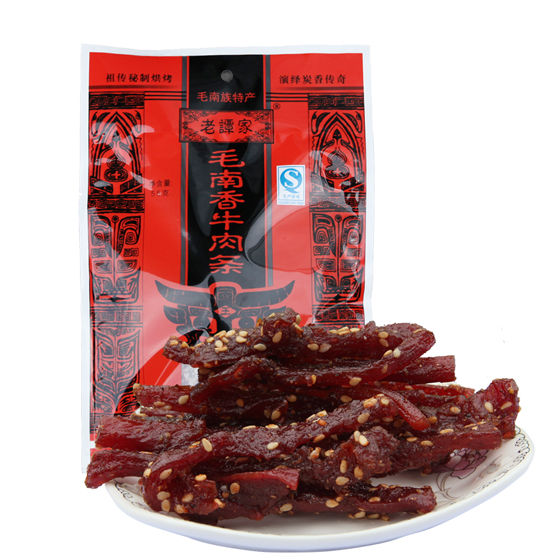 包组合5克55老谭家毛南香牛肉条