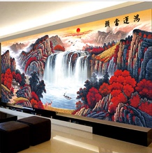 点满钻客厅大幅风景鸿运当头山水画十字绣流水生财 钻石画2019新款