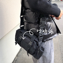 日系街头工装 机能休闲斜挎包潮男女黑色多功能腰包 ONEMAX夏上新