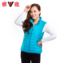 雅鹿秋冬羽绒马甲修身简约立领纯色女短款羽绒服轻薄羽绒内胆背心图片