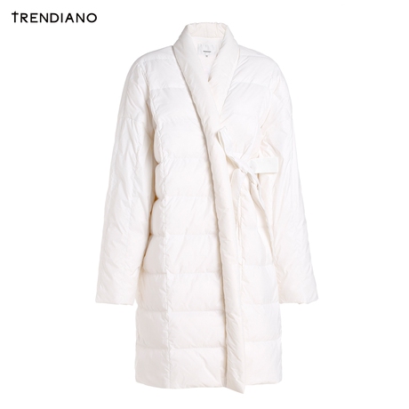 TRENDIANO女装冬装潮纯色中长款宽松羽绒服外套WHC4333740商品大图