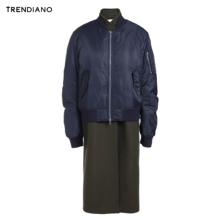 TRENDIANO女装冬装潮休闲长款拼接宽松外套大衣WHC4341560图片