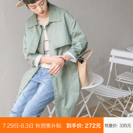 CLOUDSPACE女装秋装新品简约休闲韩版宽松中长款风衣外套上衣商品大图
