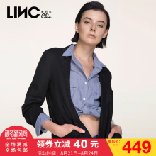 LINC金羽杰2017秋装新款时尚两粒扣中长款休闲西装外套女7360305图片