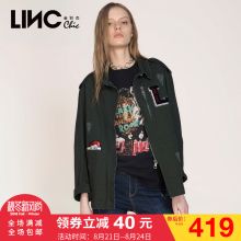 金羽杰2017秋装新款个性贴布后背印花中长款外套女宽松7360308图片