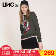 LINC金羽杰2017秋装新款个性手绘印花圆领长袖卫衣女套头7361503图片