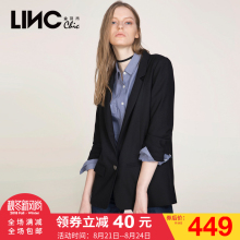 LINC金羽杰2017秋装新款休闲雅痞九分袖西装外套女一粒扣7360306图片