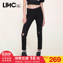 金羽杰2017秋装新款破洞弹力牛仔裤女修身长裤铅笔裤7361809图片