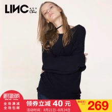 LINC金羽杰2017秋季新款宽松套头毛衣后背绑带时尚针织衫女737215图片