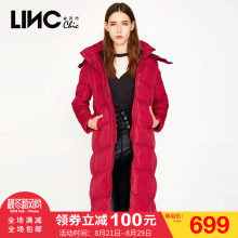 LINC/金羽杰印花羽绒服女长款街头风冬季新款直筒连帽外套过膝潮图片