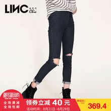 金羽杰2017秋装新款时尚破洞做旧牛仔裤女铅笔裤修身7361808图片