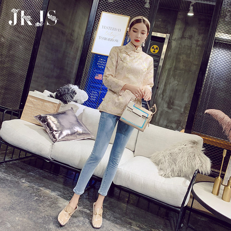 唐装女冬夹棉中国风女装中式改良汉服少女复古盘扣上衣旗袍小棉袄商品大图