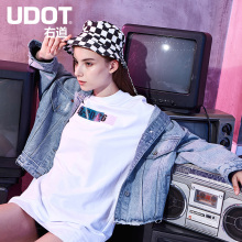 Udot/右道Udot右道磨破牛仔外套女BF深浅撞色毛边落肩上衣UW5709图片