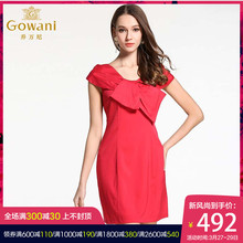乔万尼夏季真丝连衣裙女修身中长款蝴蝶结无袖时尚桑蚕丝A字裙子图片