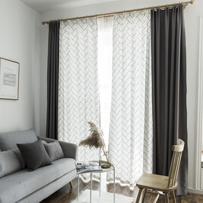 北欧日式窗帘布成品简约现代客厅卧室拼接落地飘窗遮光布