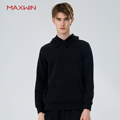 MAXWIN棉质连帽卫衣男式针织上装秋季男士简约百搭修身上衣卫衣