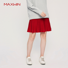 MAXWIN马威女装裙子短裙秋季竖条纹韩版百搭休闲条纹短裙针织女秋图片