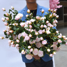 餐桌绢花家居玫瑰花套装 室内仿真花客厅摆设假花仿真花 花伊然