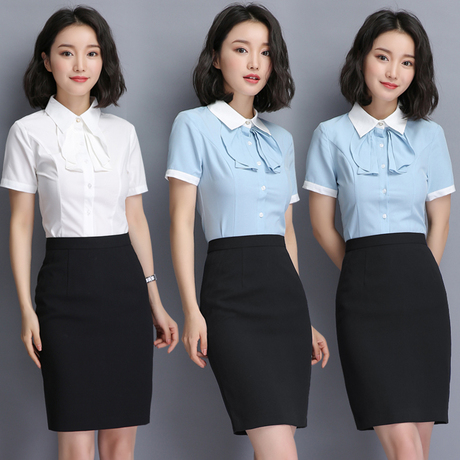 2017夏装新款职业装女装短袖衬衫套裙工作服ol气质正装工装女套装商品大图