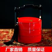饰品样板房摆件结婚礼物促销 木质制提蓝食盒干果盒多层漆器家居装