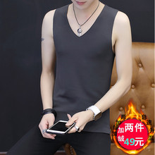 青少年男士 背心2018保暖加绒自发热无痕保暖背心薄款 打底纯棉内衣