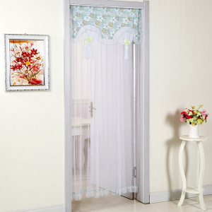 透明半门帘布艺防蚊纱门免打孔