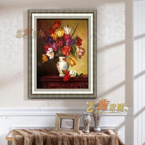 欧式纯手绘油画古典花卉电表箱装饰画现代客厅玄关过道卧室挂画
