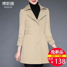 风衣女中长款纯色收腰40岁妈妈装秋装气质韩版上衣中老年女装新款图片