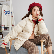 唐狮2018冬新款棉衣女短款撞色拼接原宿风韩版学生加厚外套9.15D图片