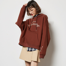 唐狮2018新款女秋冬连帽长袖宽松卫衣女韩版潮不规则慵懒风卫衣女图片