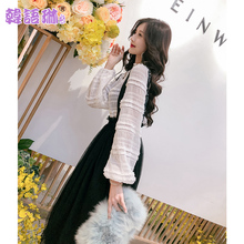 韩语琳秋装2018新款女装韩版气质修身雪纺衫长袖打底衫白色上衣女图片
