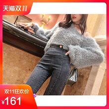 韩语琳秋冬装裤子2018新款女装韩版高腰显瘦牛仔裤修身长裤休闲裤图片