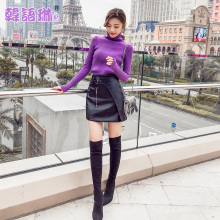 韩语琳空间2017秋冬女装韩版新款高腰短裙包臀半身裙纯色裙子冬女图片