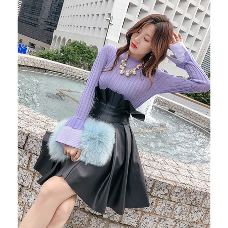 韩语琳秋装针织衫2018新款女装韩版性感修身毛衣长袖圆领打底上衣商品大图