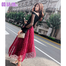 韩语琳秋装裙子2018新款女装韩版性感高腰显瘦半身裙网纱中长裙女图片