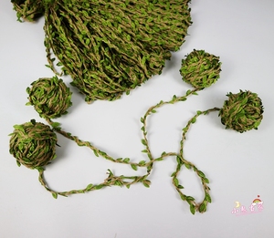 绿色森林系藤条绿叶树叶麻绳手工diy装饰幼儿园自然角环境布置