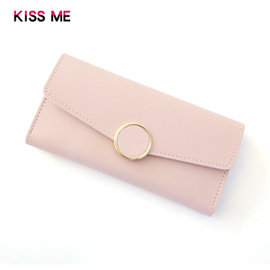 欧美长款简约小圆环钱包