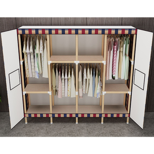 衣柜简约现代经济型组装实木布衣柜双人简易布艺租房家用挂衣橱