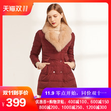 高斯雪岚2018冬装狐狸大毛领修身羽绒服中老年加厚保暖羽绒衣外套图片