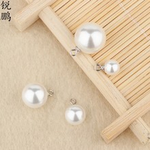 S925银淡水珍珠耳钉女时尚 日韩气质耳环简约扁圆形耳吊耳坠银饰品