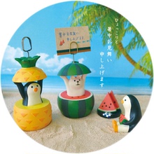 ZAKKA杂货Decole 夏日系列 白熊西瓜企鹅菠萝名片夹 便签夹留言夹