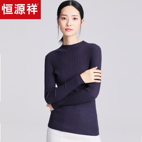 恒源祥半高领羊毛衫女套头修身2018秋冬装薄款毛衣紧身打底针织衫商品大图