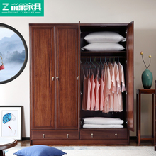筑巢家具 新中式守舅拿乓鹿窠鹚刻挫意大衣橱4门卧室对开门衣柜