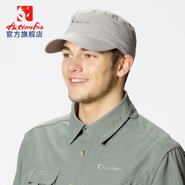 快乐狐狸户外平顶帽子男士夏天徒步防晒速干帽防紫外线运动帽3026