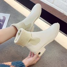 鞋子女2018新款秋冬女鞋马丁靴女中筒靴短靴瘦瘦袜子靴网红弹力靴