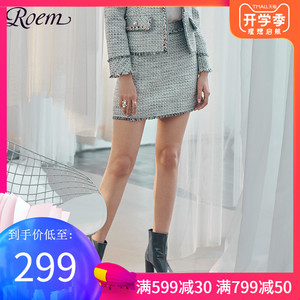 Roem2019春夏新款时尚修身短裙针织半身裙淑女半身裙子RCWH91202M