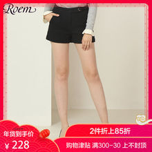 Roem2018秋季女新款时尚简约休闲毛呢短裤通勤优雅淑女修身阔腿裤